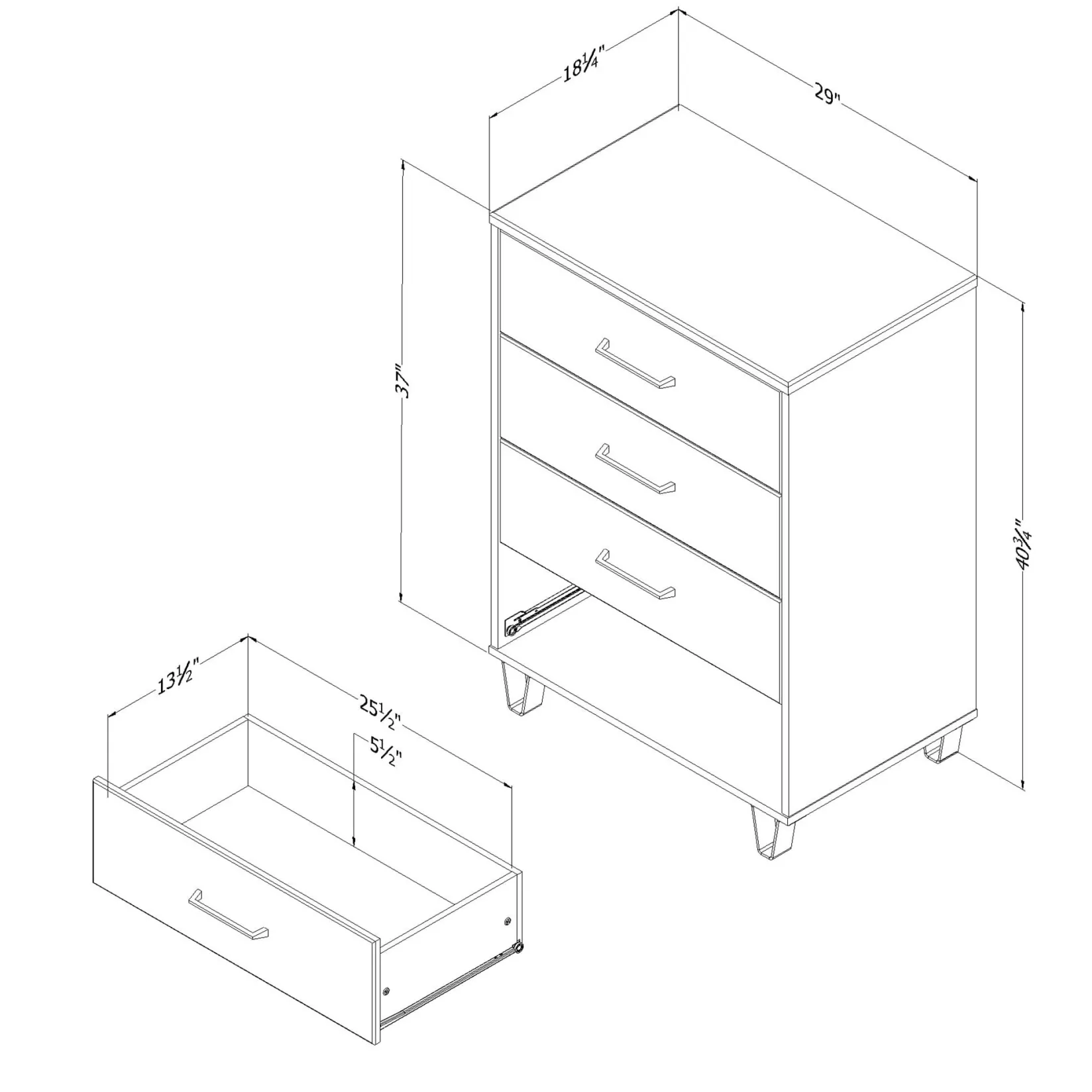 Storage Furniture>South Shore 4-Drawer Chest - Arlen White Pine and Black Matte