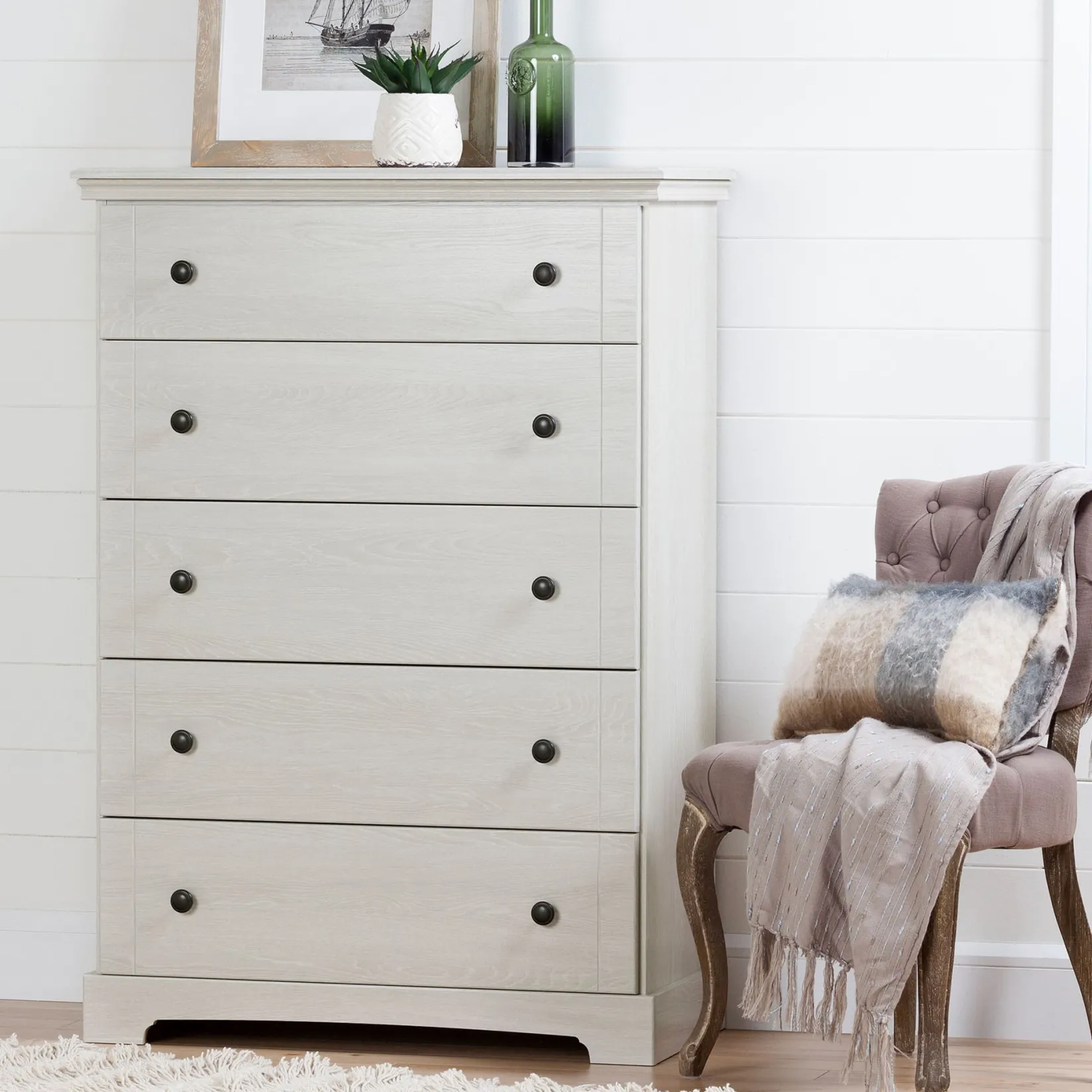 Storage Furniture>South Shore 5-Drawer Chest - Avilla Winter Oak