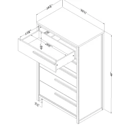 Sale 5-Drawer Chest - Tao Gray Oak Storage Furniture