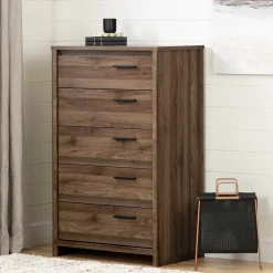 Storage Furniture>South Shore 5-Drawer Chest - Tao Natural Walnut