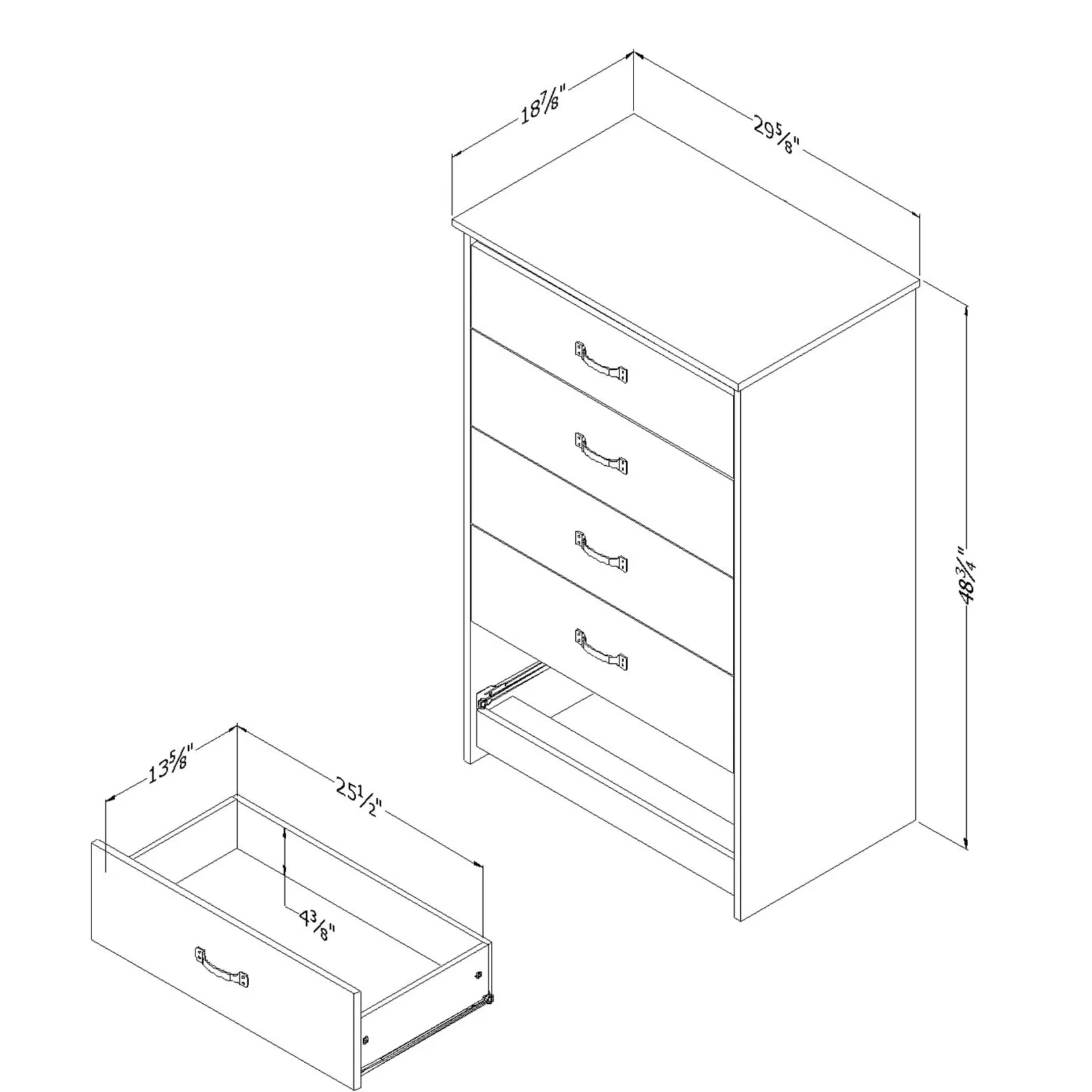 Storage Furniture>South Shore 5-Drawer Chest - Tassio Gray Oak