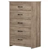 Storage Furniture>South Shore 5-Drawer Chest - Tassio Weathered Oak