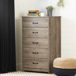 Storage Furniture>South Shore 5-Drawer Chest - Tassio Weathered Oak