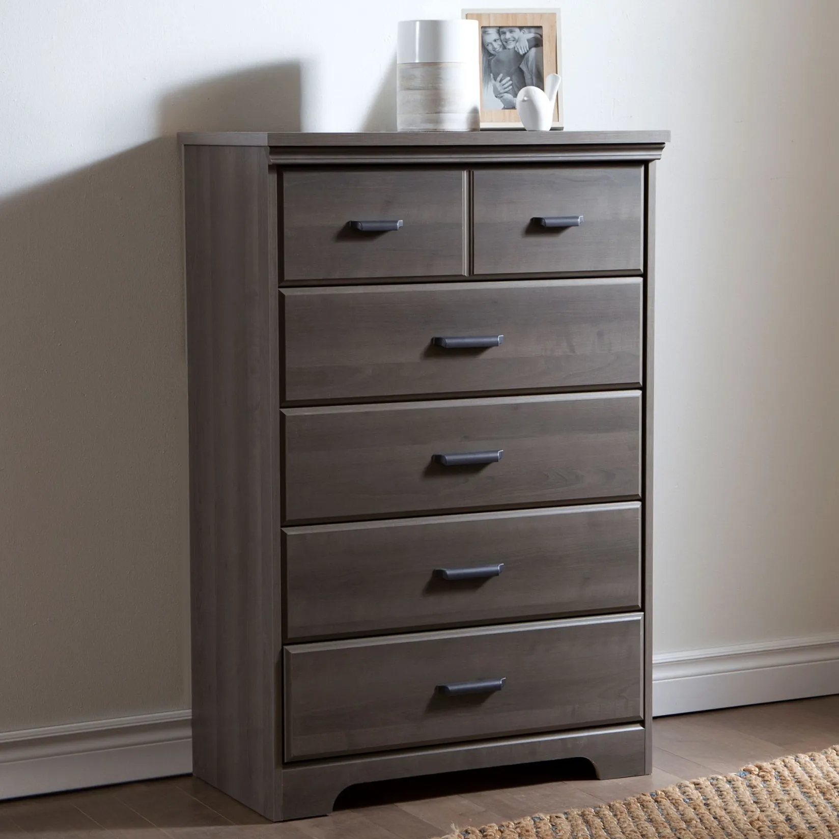 Outlet 5-Drawer Chest - Versa Gray Maple Storage Furniture