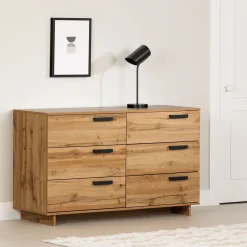 Clearance 6-Drawer Double Dresser - Cavalleri Nordik Oak Storage Furniture