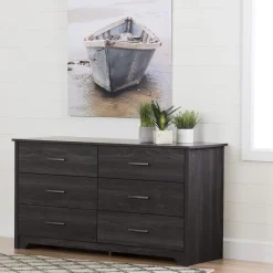 Storage Furniture>South Shore 6-Drawer Double Dresser - Fusion Gray Oak