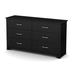 Online 6-Drawer Double Dresser - Fusion Pure Black Storage Furniture