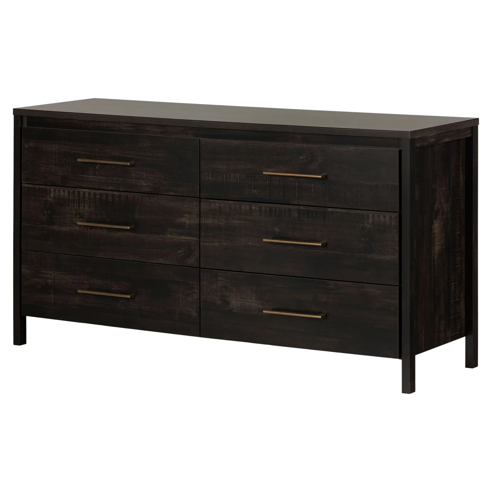 Storage Furniture>South Shore 6-Drawer Double Dresser - Gravity Rubbed Black