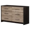 Storage Furniture>South Shore 6-Drawer Double Dresser - Londen Rubbed Black and Weathered Oak