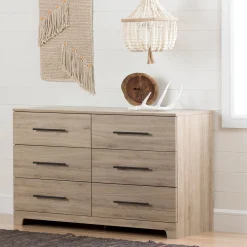 Storage Furniture>South Shore 6-Drawer Double Dresser - Primo Rustic Oak