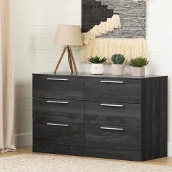 6-Drawer Double Dresser - Step One Essential Gray Oak Storage Furniture