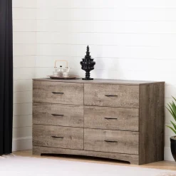 Hot 6-Drawer Double Dresser - Step One Weathered Oak Storage Furniture