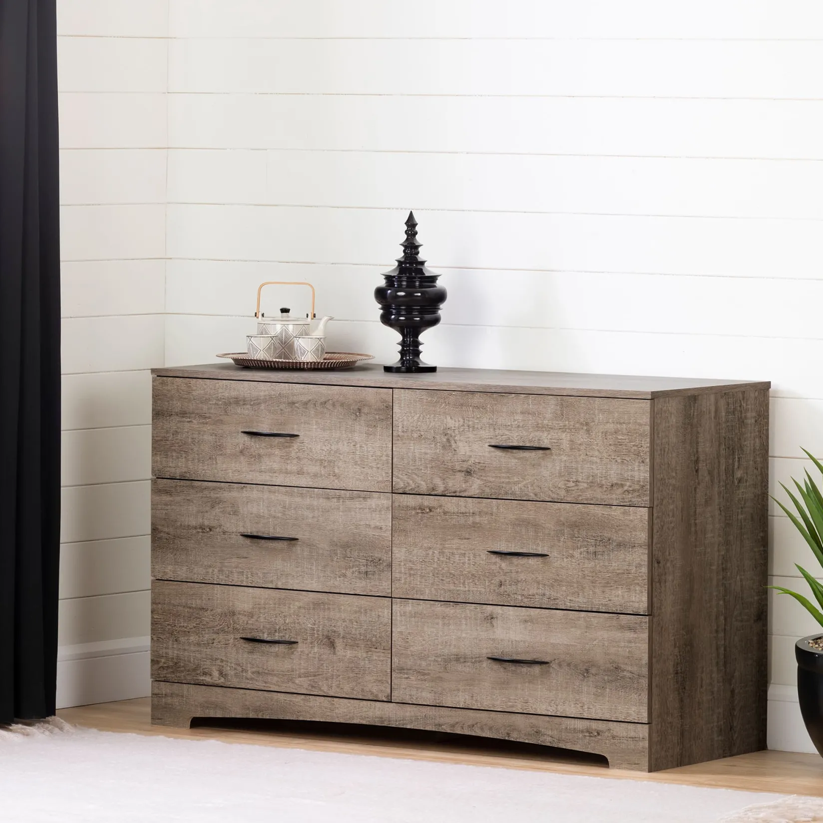 Hot 6-Drawer Double Dresser - Step One Weathered Oak Storage Furniture