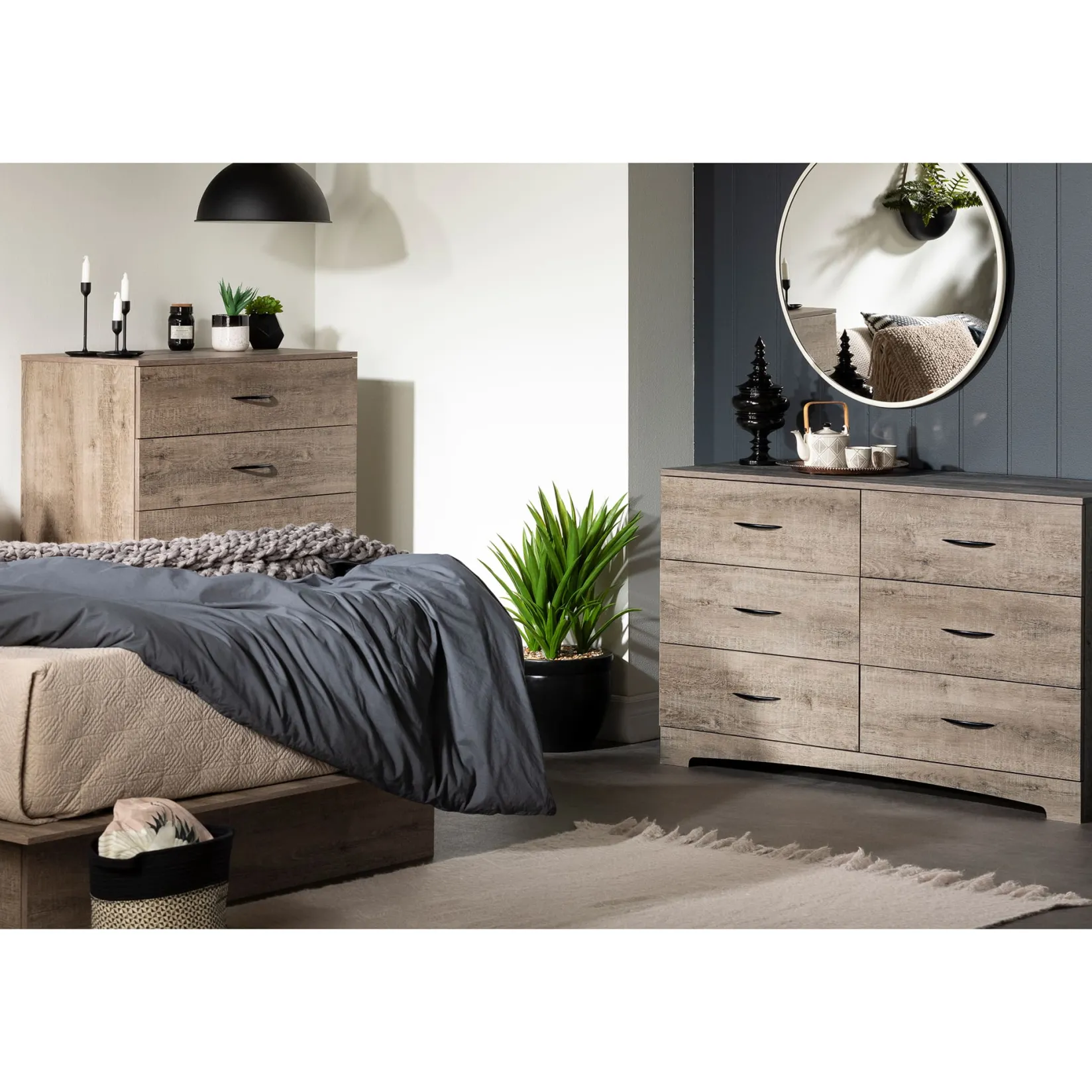 Hot 6-Drawer Double Dresser - Step One Weathered Oak Storage Furniture