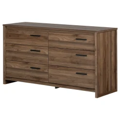 Outlet 6-Drawer Double Dresser - Tao Natural Walnut Storage Furniture