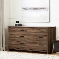 Outlet 6-Drawer Double Dresser - Tao Natural Walnut Storage Furniture