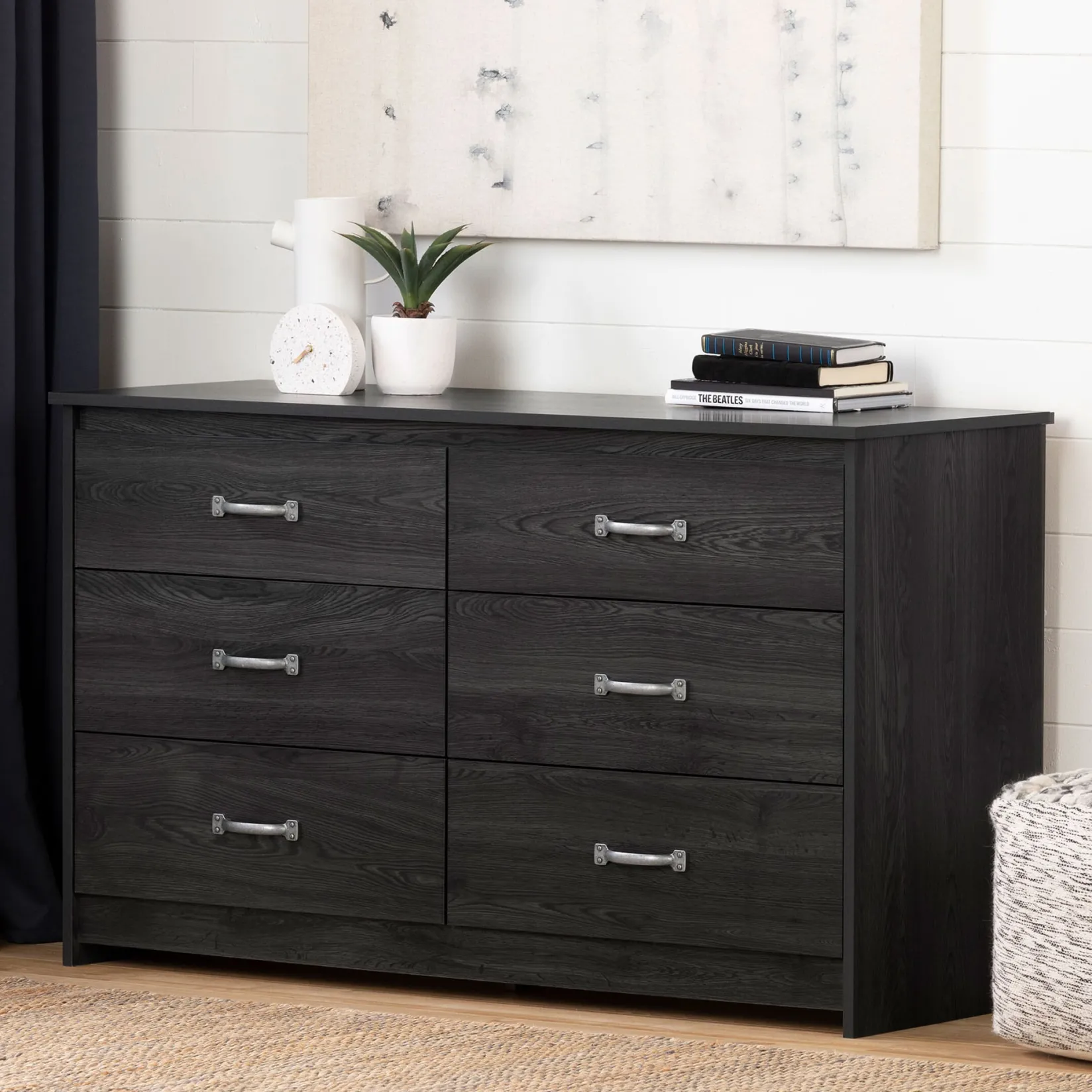 Storage Furniture>South Shore 6-Drawer Double Dresser - Tassio Gray Oak