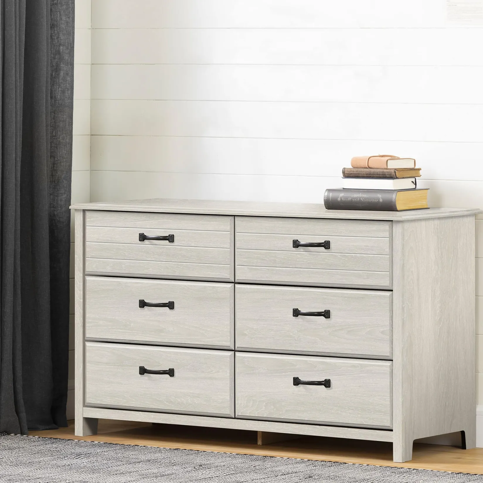 Hot 6-Drawer Double Dresser - Ulysses Winter Oak Storage Furniture