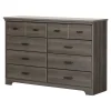 Storage Furniture>South Shore 8-Drawer Double Dresser - Versa Gray Maple