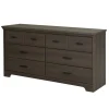 Storage Furniture>South Shore 6-Drawer Double Dresser - Versa Gray Maple