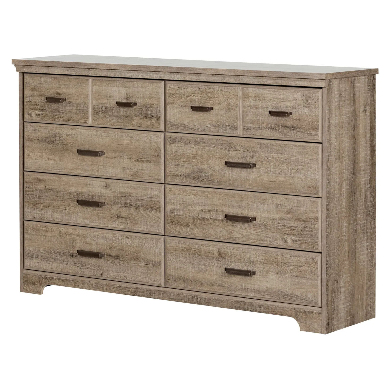Sale 8-Drawer Double Dresser - Versa Weathered Oak Storage Furniture
