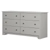 Sale 6-Drawer Double Dresser - Vito Soft Gray Storage Furniture