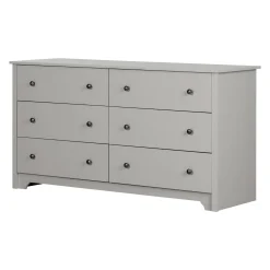Sale 6-Drawer Double Dresser - Vito Soft Gray Storage Furniture