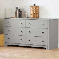 Sale 6-Drawer Double Dresser - Vito Soft Gray Storage Furniture