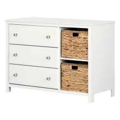 Storage Furniture>South Shore 3-Drawer Dresser with Baskets - Balka Pure White