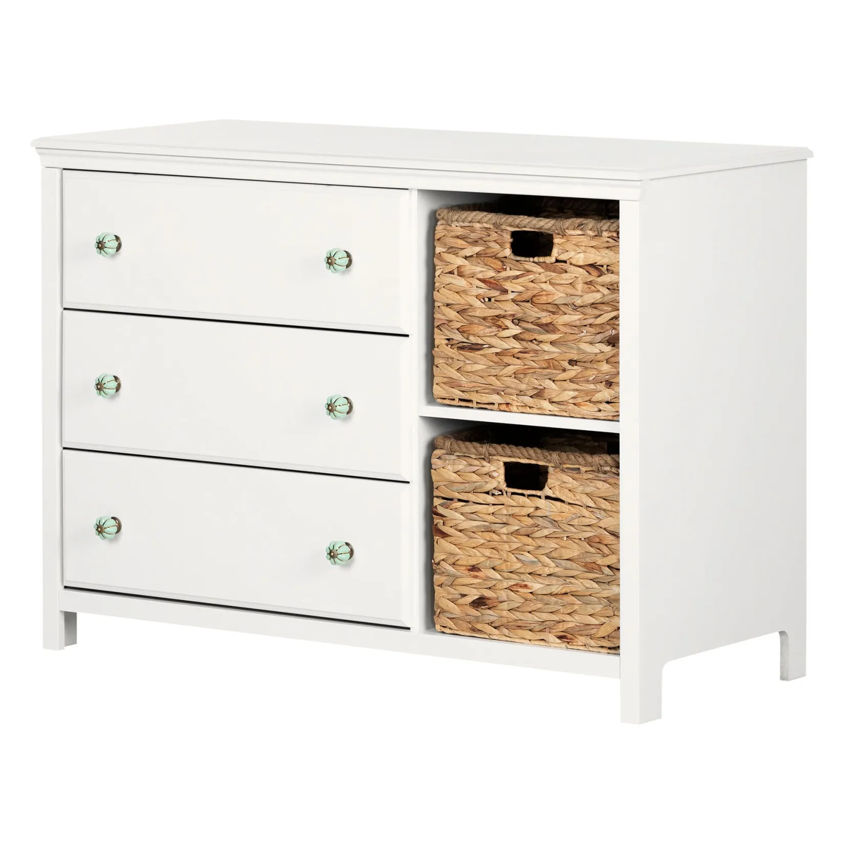 Storage Furniture>South Shore 3-Drawer Dresser with Baskets - Balka Pure White