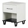 Nightstands>South Shore 1-Drawer Nightstand - Arlen White Pine and Black Matte