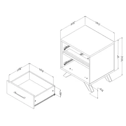 2-Drawer Nightstand - Flam Natural Walnut and Matte Black Nightstands