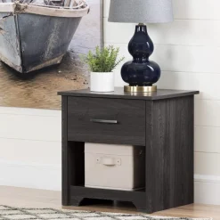 Nightstands>South Shore 1-Drawer Nightstand - Fusion Gray Oak