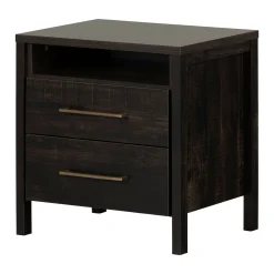 Nightstands>South Shore 2-Drawer Nightstand - Gravity Rubbed Black