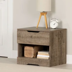Nightstands>South Shore 1-Drawer Nightstand - Holland Weathered Oak