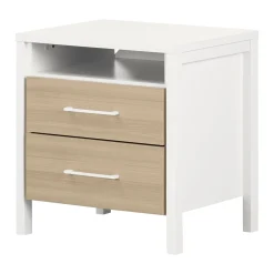 Online 2-Drawer Nightstand - Munich White and Soft Elm Nightstands