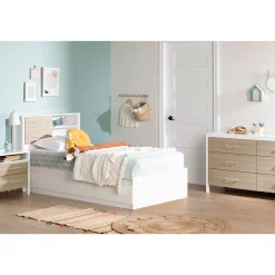 Online 2-Drawer Nightstand - Munich White and Soft Elm Nightstands