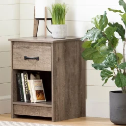 Nightstands>South Shore 1-Drawer Nightstand - Tassio Weathered Oak