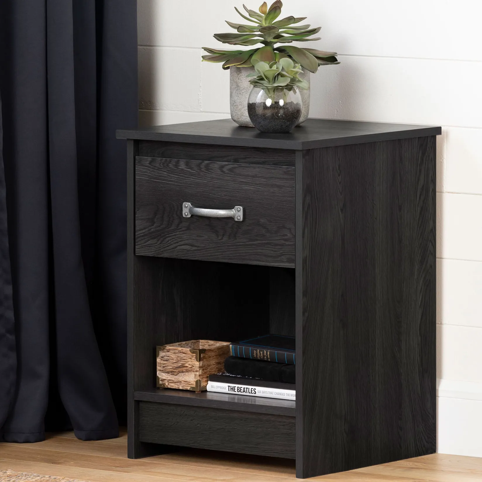 Clearance 1-Drawer Nightstand - Tassio Gray Oak Nightstands