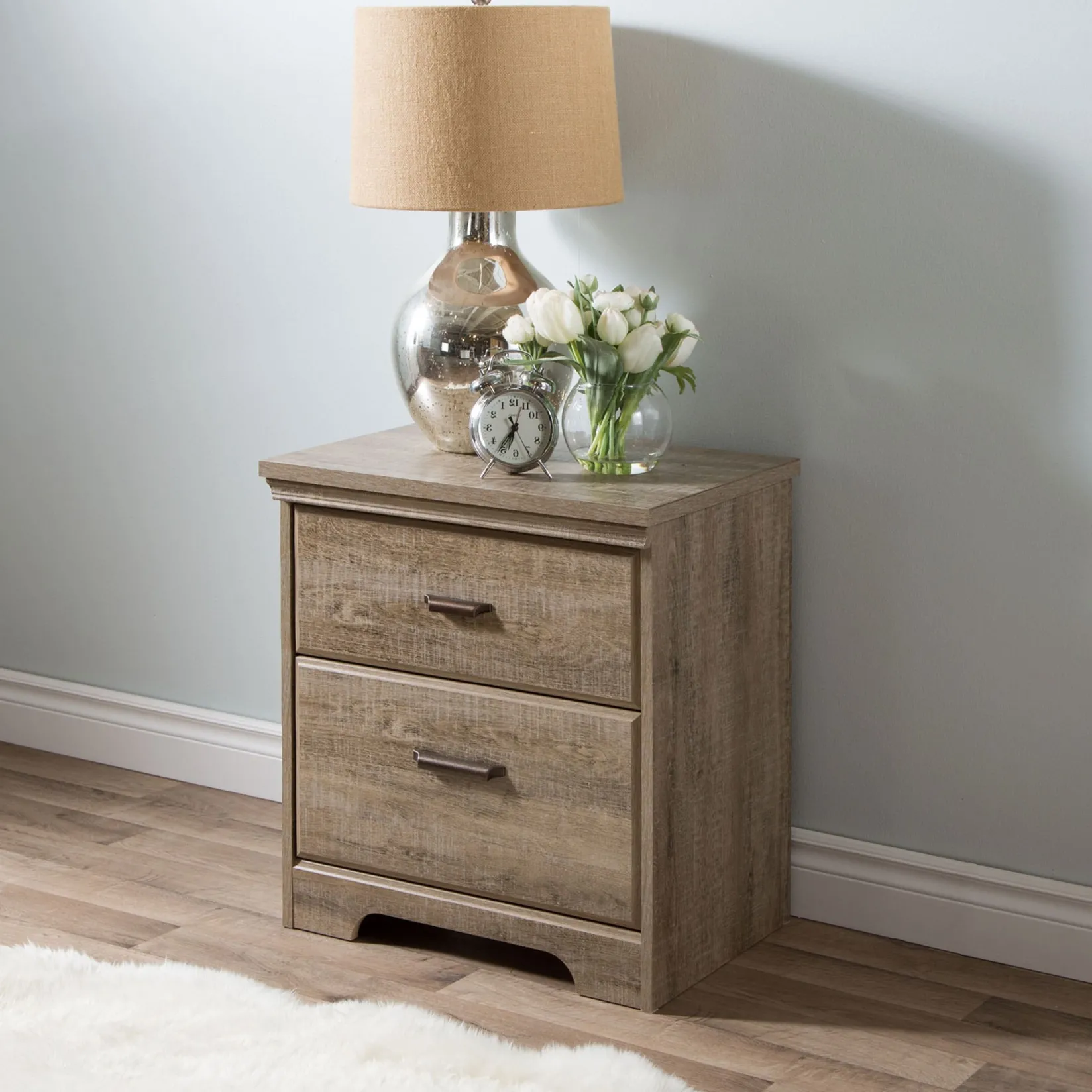 Clearance 2-Drawer Nightstand - Versa Weathered Oak Nightstands