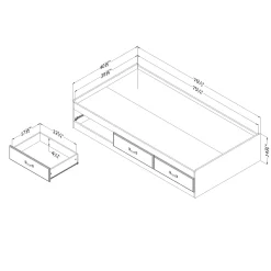Sale 3-Drawer Twin Bed - Ulysses Winter Oak Twin, Full & Queen Beds