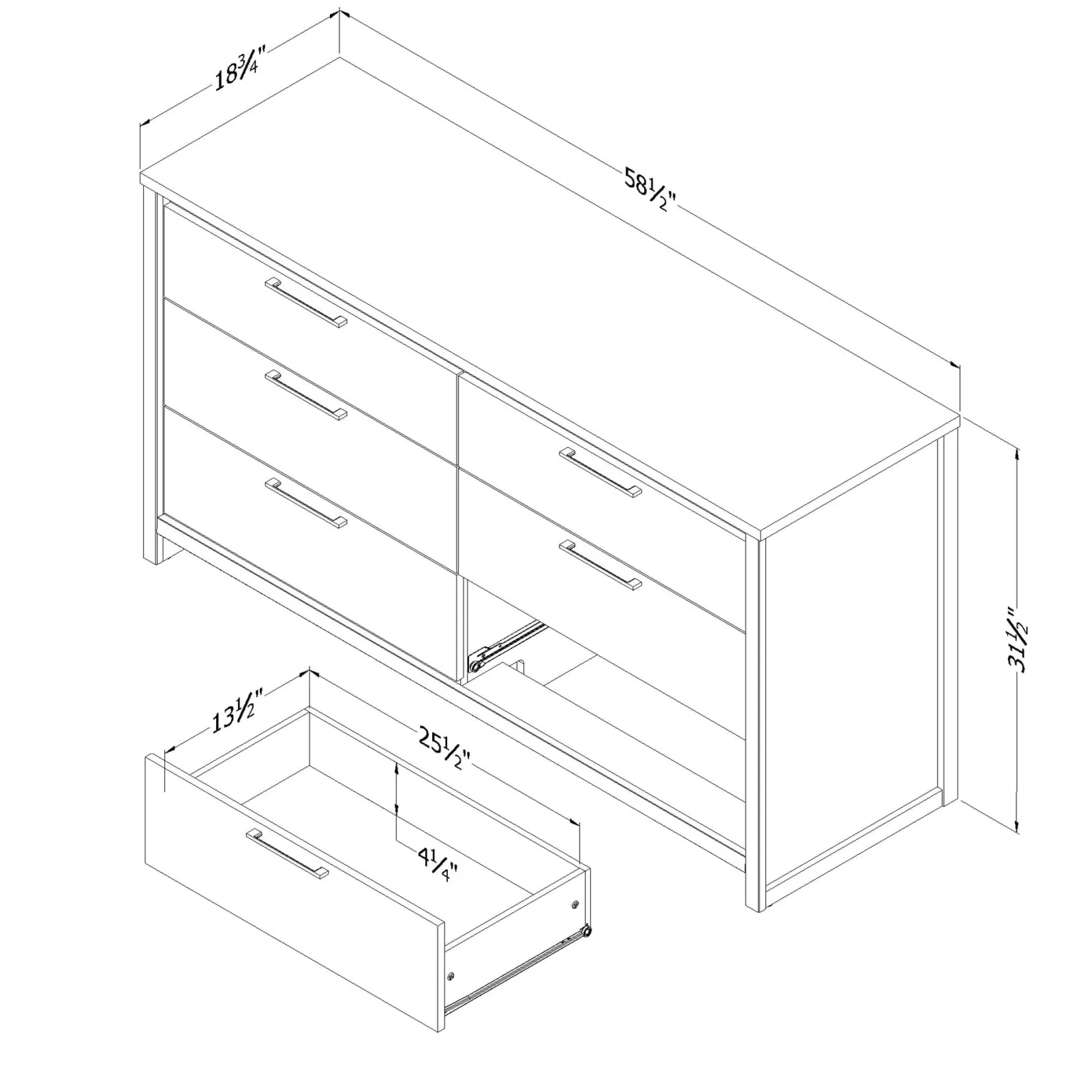 Sale 6-Drawers Dresser - - Munich Soft Elm and White Storage Furniture