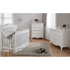 New Dresser 6-Drawer Diamante Vintage White Storage Furniture