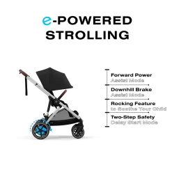 eGazelle S Electronic Assist Stroller - Silver Frame with Moon Black Seat Kids Strollers|Strollers & Trailers