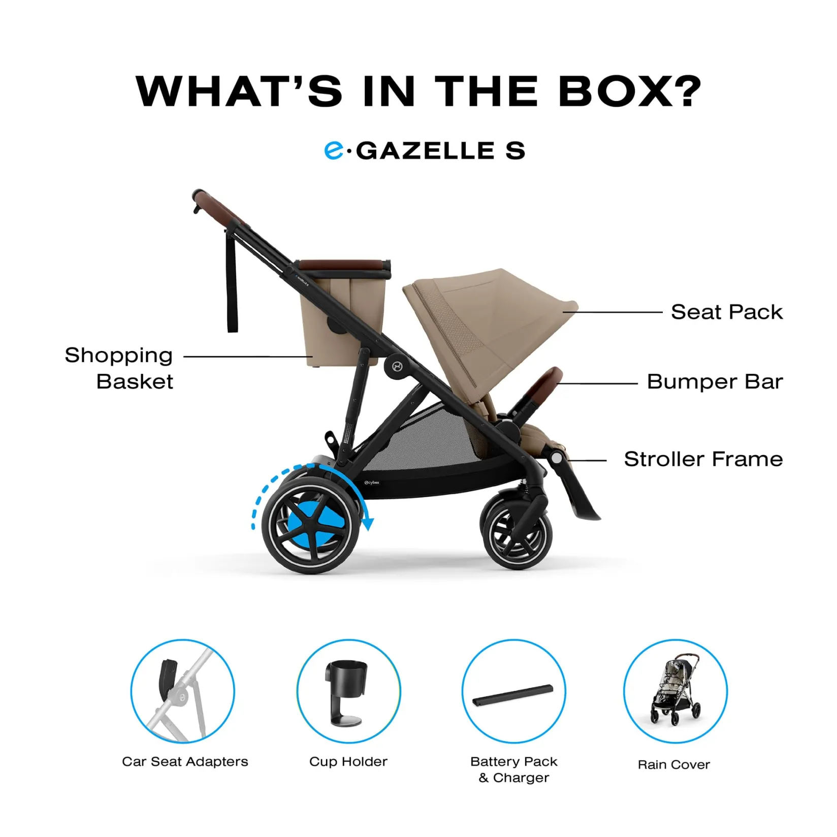 Strollers|Strollers & Trailers>Cybex eGazelle S Electronic Assist Stroller - Black / Almond
