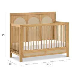 Eloise 4-in-1 Convertible Crib - Honey & Performance Sand Eco-Weave Cribs & Mattresses|Cribs & Mattresses