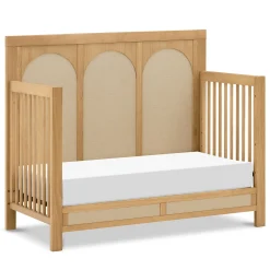 Eloise 4-in-1 Convertible Crib - Honey & Performance Sand Eco-Weave Cribs & Mattresses|Cribs & Mattresses