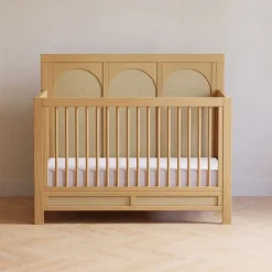 Eloise 4-in-1 Convertible Crib - Honey & Performance Sand Eco-Weave Cribs & Mattresses|Cribs & Mattresses