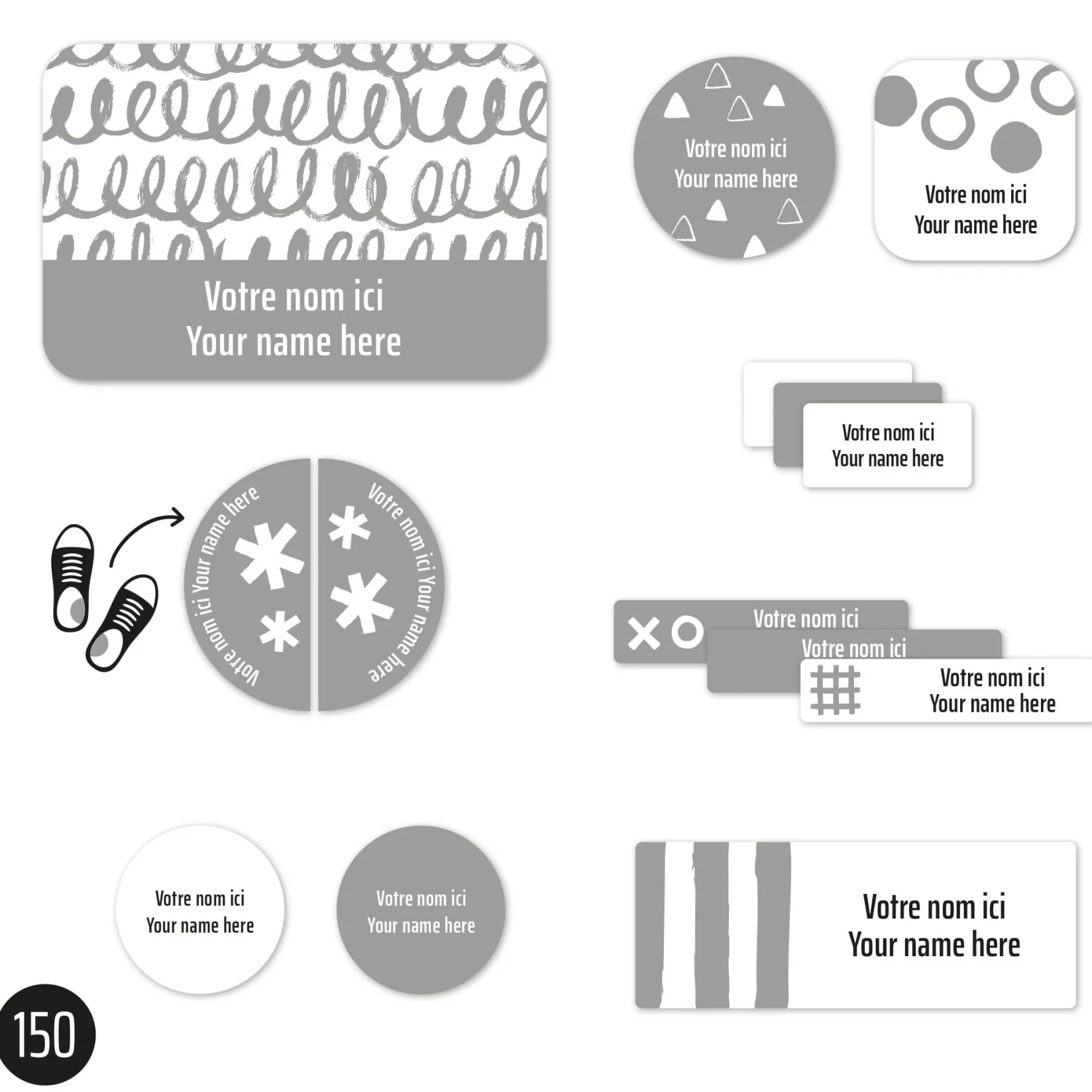 Personalized Name Labels|Personalized Name Labels>Clement - Impressions Essential Name Labels - Grey patterns