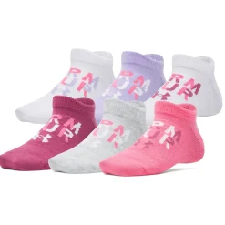 Socks|Underwear & Socks>Under Armour Essentials 6pk Socks 7-14 Fuchsia